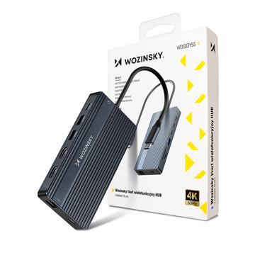Wozinsky WDS03Y5S 14-in-1 USB-C Hub mit Unterstützung für drei Monitore - Grau