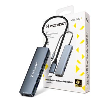 Wozinsky WHBC10Y4S Multifunktionaler 6-in-1 USB-C Hub - Grau