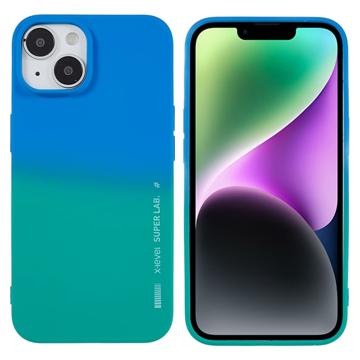 X-Level Rainbow iPhone 14 Plus TPU Hülle - Grün / Blau