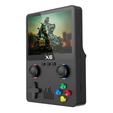 X6 HD 3,5-Zoll-Bildschirm Handheld-Spielkonsole Eingebaute Videospielmaschine mit Dual-Joystick-Design - Schwarz
