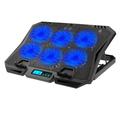 X6A 7-Gear Height Laptop Cooling Pad 6-Fan Radiator Notebook Cooler Stand mit Bildschirm - Blue Light