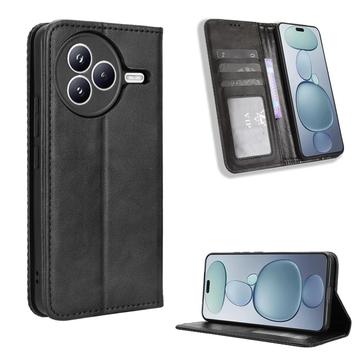 Xiaomi Civi 5 Pro Retro Wallet Schutzhülle mit Magnetverschluss - Schwarz