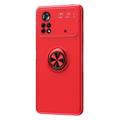 Xiaomi Poco M4 Pro Magnetische Schutzhülle mit Ring Stativ - Rot