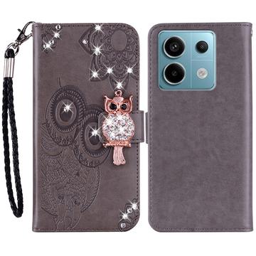 Xiaomi Redmi Note 13 Pro/Poco X6 Eule Strass Wallet Hülle