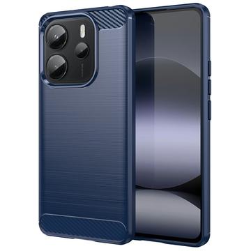 Xiaomi Redmi Note 14 4G Gebürstete TPU Hülle - Karbonfaser - Blau