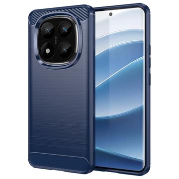 Xiaomi Redmi Note 14 Pro+ 5G Gebürstete TPU Hülle - Karbonfaser - Blau