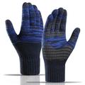 Y0046 1 Paar Männer Winter gestrickt winddicht warme Handschuhe Touchscreen Texting Fäustlinge mit elastischem Bündchen - Marineblau