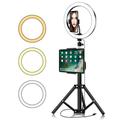 YINGNUOST 26cm Fill Licht mit 1.2m Stativ Stand ABS+PC 3 Licht Modi Selfie Ring Licht für YouTube Video