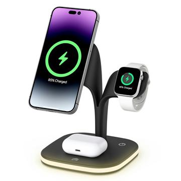 YM-UD22 Pro 3-in-1 MagSafe-Ladestation mit Nachtlicht - 15W - Schwarz