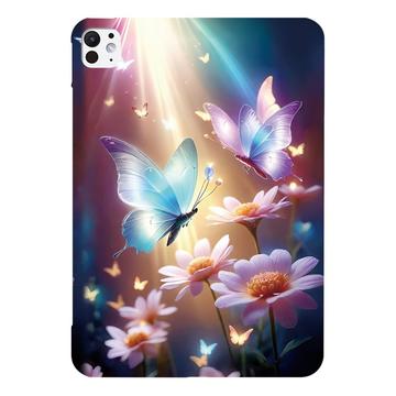 iPad Pro 13 2024/2025 Stylish Ultra-Slim TPU Hülle - Schmetterling Blumen
