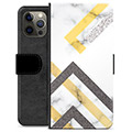 iPhone 12 Pro Max Premium Schutzhülle mit Geldbörse - Abstrakter Marmor