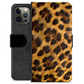 iPhone 12 Pro Max Premium Schutzhülle mit Geldbörse - Leopard