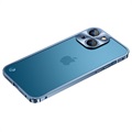 iPhone 13 Metall Bumper mit Panzerglas Rückseite - Blau