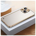 iPhone 13 Metall Bumper mit Panzerglas Rückseite - Gold