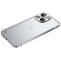 iPhone 13 Metall Bumper mit Panzerglas Rückseite - Silber