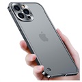 iPhone 13 Pro Max Metall Bumper mit Panzerglas Rückseite - Schwarz