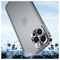 iPhone 13 Pro Max Metall Bumper mit Panzerglas Rückseite - Schwarz