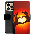 iPhone 13 Pro Max Premium Schutzhülle mit Geldbörse - Herz-Silhouette