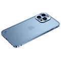 iPhone 13 Pro Metall Bumper mit Panzerglas Rückseite - Blau