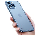 iPhone 13 Pro Metall Bumper mit Panzerglas Rückseite - Blau