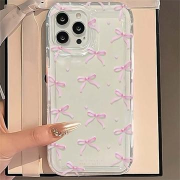 iPhone 14 Pro TPU-Hülle mit Schleife - rosa / klar