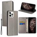 iPhone 14 Pro Wallet Schutzhülle - Karbonfaser - Grau