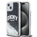 iPhone 15 DKNY Liquid Glitter Arch Logo Case - Schwarz