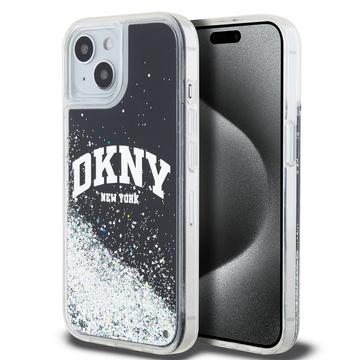 iPhone 15 DKNY Liquid Glitter Arch Logo Case - Schwarz