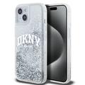 iPhone 15 DKNY Liquid Glitter Arch Logo Case