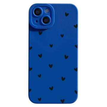 iPhone 15 Schlanke TPU-Hülle mit Herzmuster - blau / schwarz