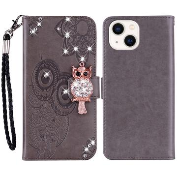 iPhone 15 Eule Strass Wallet Hülle