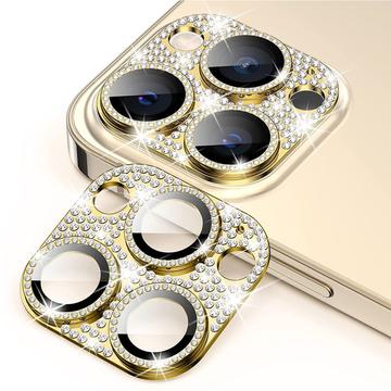 iPhone 15 Pro/15 Pro Max Hat Prince Glitter Kameraobjektiv Panzerglas - 9H - Gold