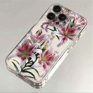 iPhone 15 Pro Floral Muster TPU Hülle - rosa Lilie