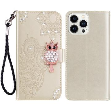iPhone 15 Pro Max Eule Strass Wallet Hülle