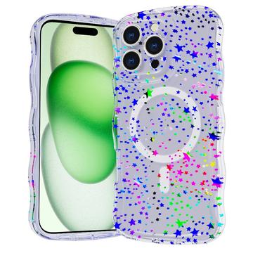 iPhone 15 Pro Max Wave-Edge Laser Glitter MagSafe Hülle - Stern