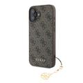 iPhone 16 Guess 4G Charms Collection Hybrid Hülle - Braun