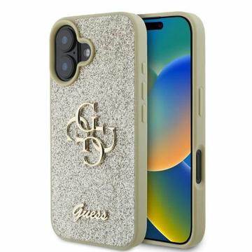 iPhone 16 Guess Fixed Glitter 4G Metal Logo Hülle