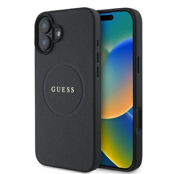 iPhone 16 Guess Grained Classic Logo Hybrid Hülle - MagSafe-kompatibel - Schwarz