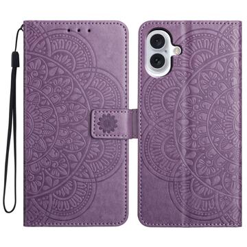 iPhone 16 Mandala Serie Wallet Hülle - Purpur