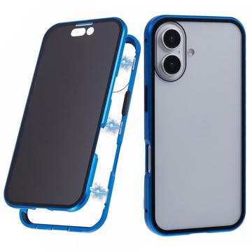 iPhone 16 Plus Magnetisches Cover mit Panzerglas - 9H - Privat - Dunkel Blau