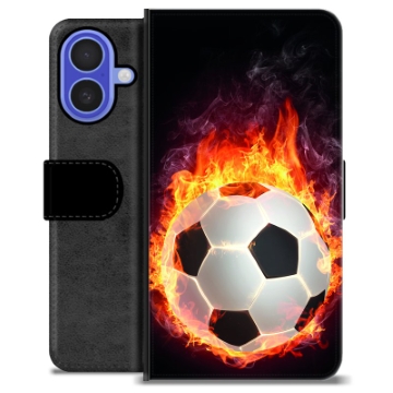 iPhone 16 Premium Schutzhülle mit Geldbörse - Fußball Flamme
