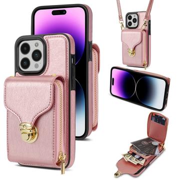 iPhone 16 Pro Alles-in-einem-Hülle mit Brieftasche und Armband - Roségold