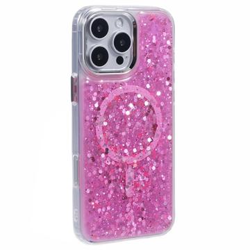 iPhone 16 Pro Max MagSafe-Glitzerndes Pailletten-Epoxidhülle - Hot Pink