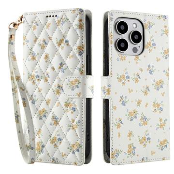 iPhone 16 Pro Rhombisches Blumen Wallet Hülle - Gelbe Blumen