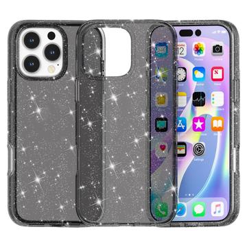 iPhone 16 Pro Stylish Glitter Serie Hybrid Hülle - Schwarz