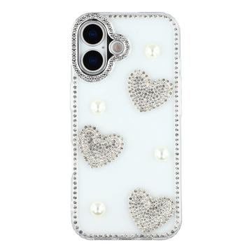 iPhone 16 Glitzernde Liebe und Perle Hybridhülle