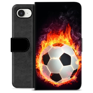 iPhone 16e Premium Schutzhülle mit Geldbörse - Fußball Flamme