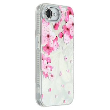 iPhone 16e Frühling galvanisiert IMD Hybrid Hülle mit Kamera Schutz - Rosa Blumen