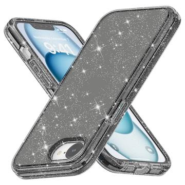 iPhone 16e Stylish Glitter Serie Hybrid Hülle - Schwarz