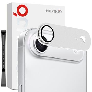 iPhone Air Northjo Voller Schutz aus mattem Metall und gehärtetem Glas Kamera-Objektivschutz - Silber